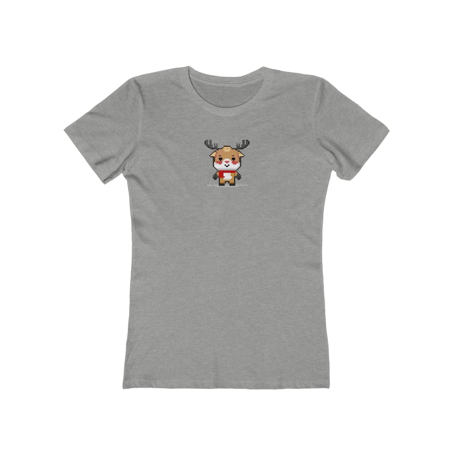 Heather-Grey-3XL T-Shirt 8-Bit Reindeer Women's T-Shirt | Slim Fit Shirt | Graphic Tee for Feminine Ladies