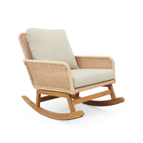 Natural-Earth-3pcs Furniture Indoor Outdoor Wooden Rocking Chair with Cushions | Cozy Reading Chair for Book Nerds Small Spaces | 1pc 2pc 3pc