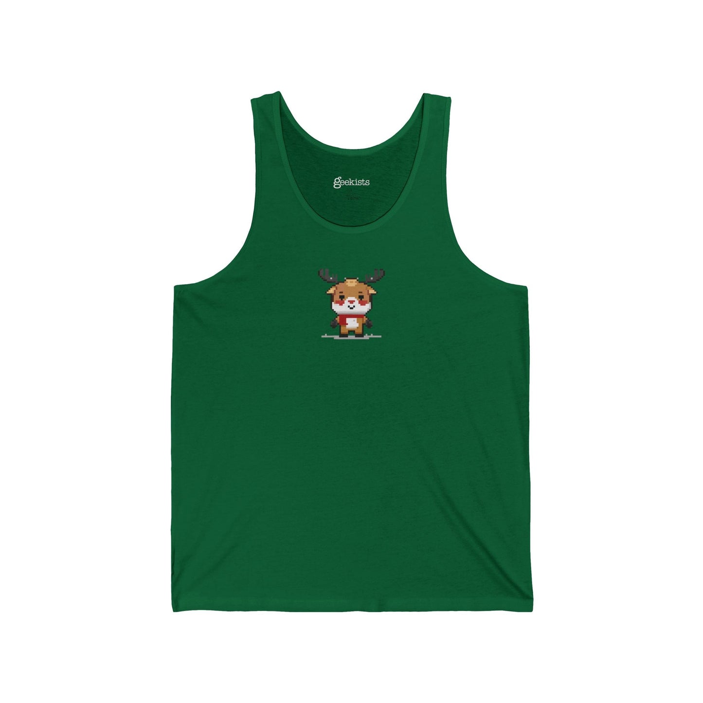 2XL-Kelly Tank Top 8-Bit Reindeer Unisex Tank Top | Lightweight Jersey Tank | Graphic Shirts for Summer