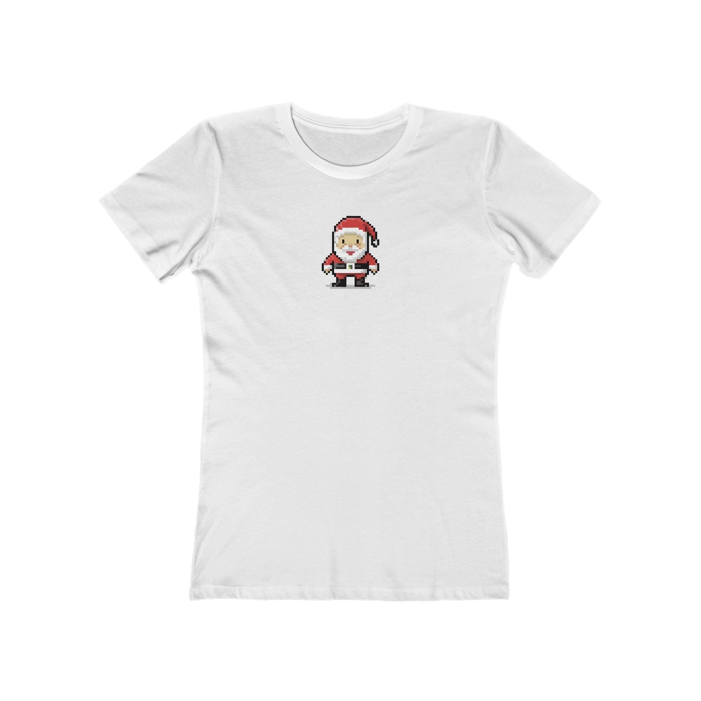 Solid-White-3XL T-Shirt 8-Bit Santa Women's T-Shirt | Slim Fit Shirt | Graphic Tee for Feminine Ladies