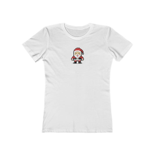 Solid-White-3XL T-Shirt 8-Bit Santa Women's T-Shirt | Slim Fit Shirt | Graphic Tee for Feminine Ladies