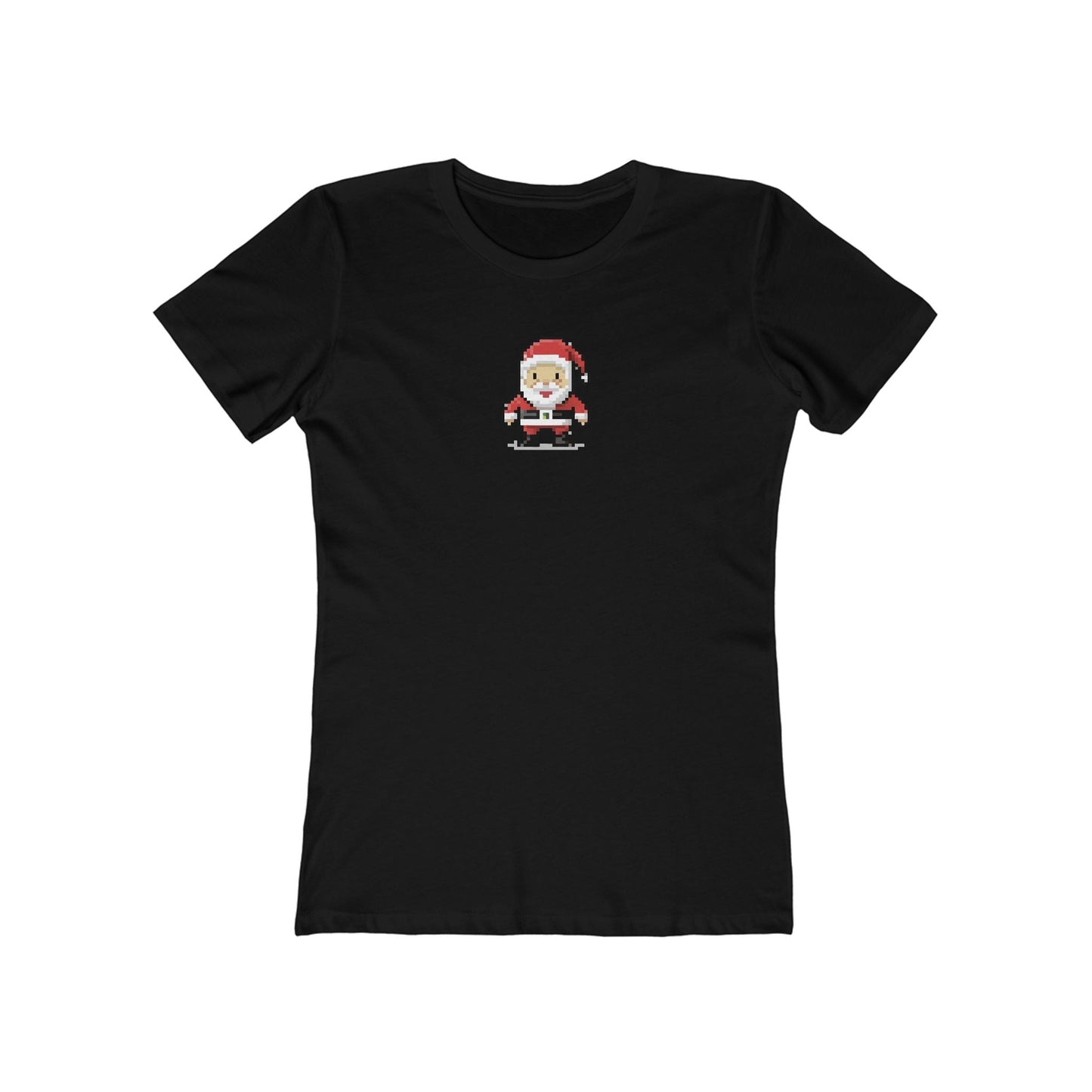 Solid-Black-3XL T-Shirt 8-Bit Santa Women's T-Shirt | Slim Fit Shirt | Graphic Tee for Feminine Ladies