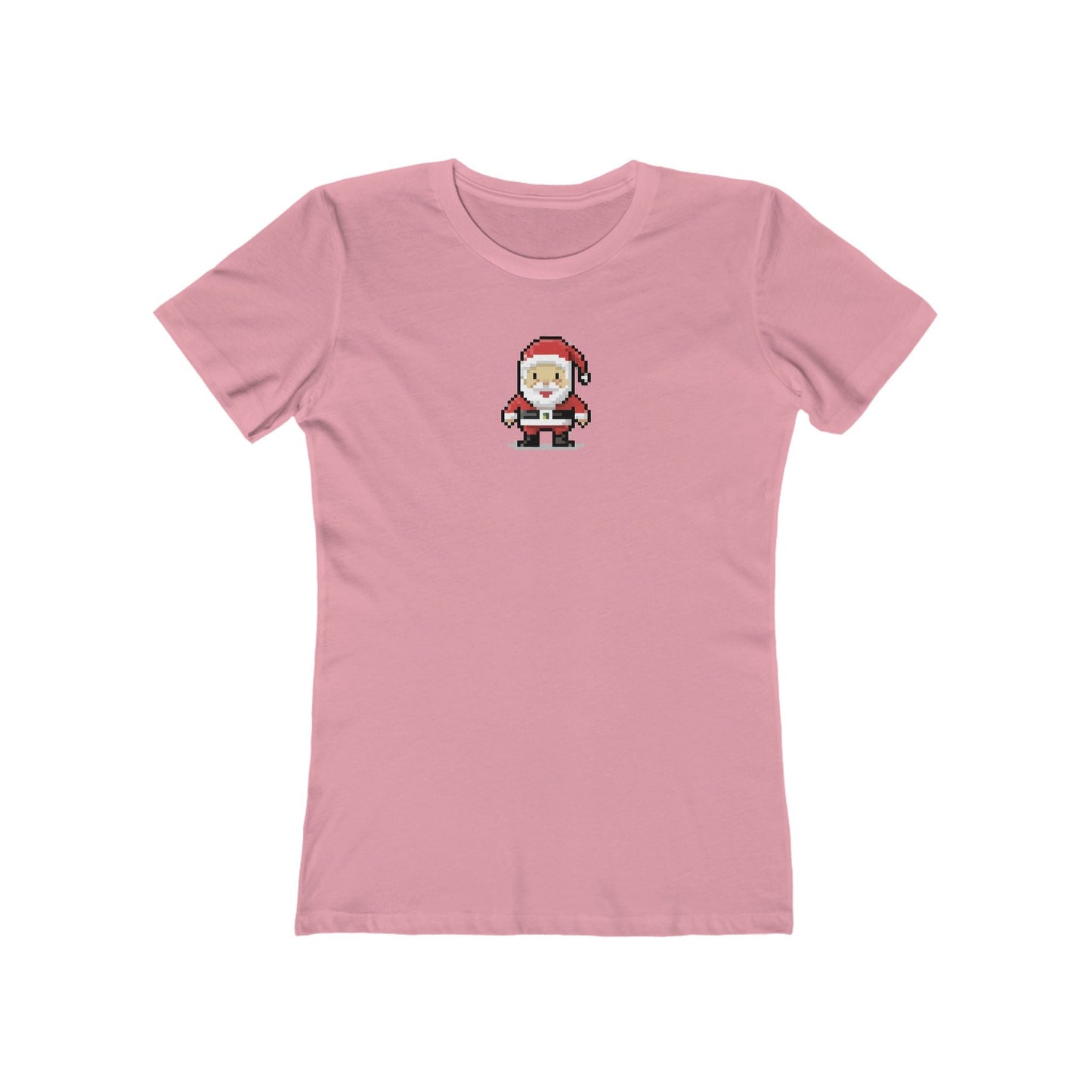 Solid-Light-Pink-2XL T-Shirt 8-Bit Santa Women's T-Shirt | Slim Fit Shirt | Graphic Tee for Feminine Ladies