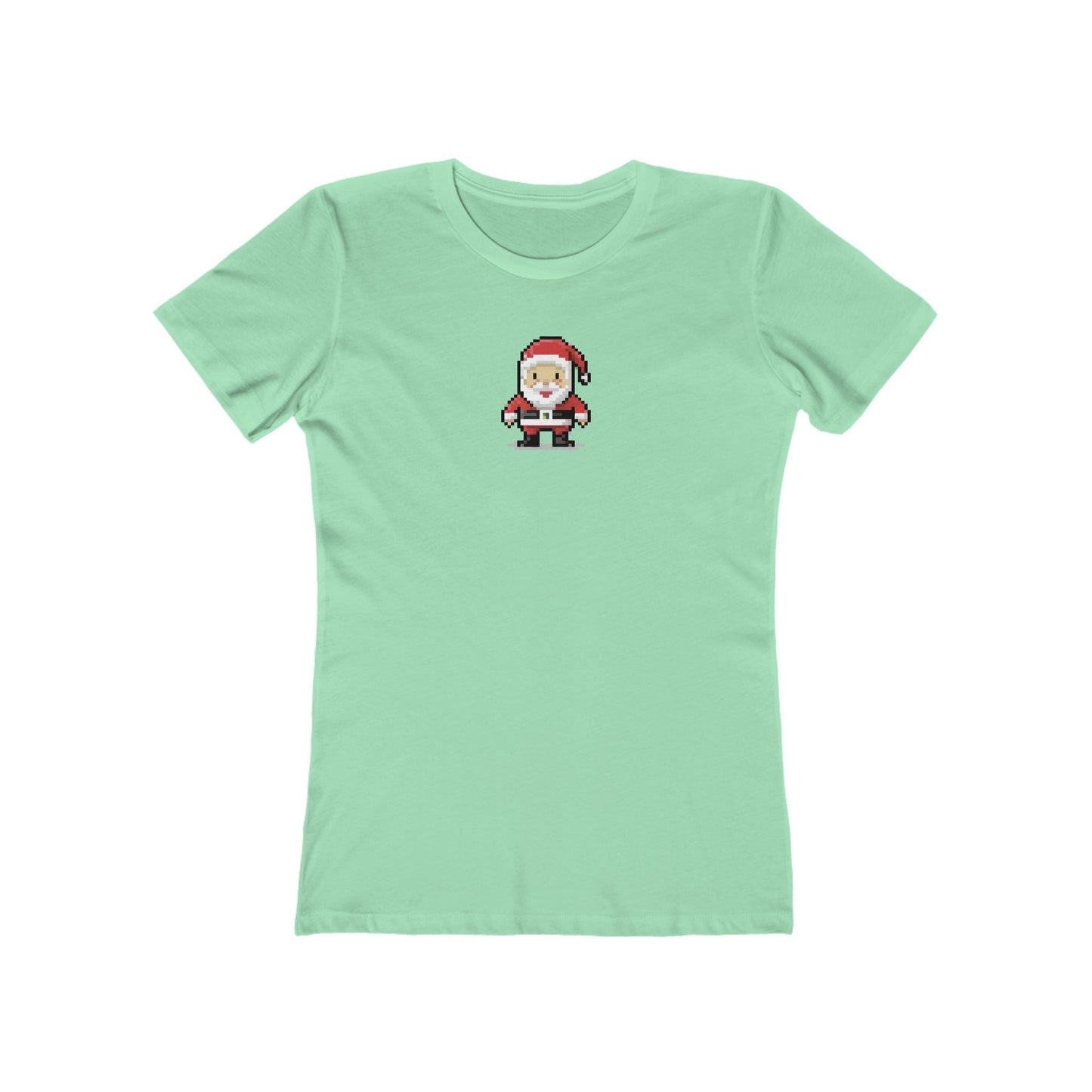 Solid-Mint-3XL T-Shirt 8-Bit Santa Women's T-Shirt | Slim Fit Shirt | Graphic Tee for Feminine Ladies