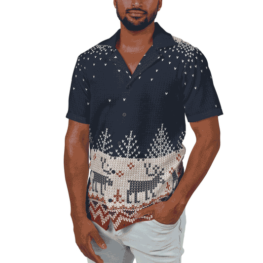 Clothing Stuff > Shirts & Tops > Hawaiian Camp Shirt Ugly Reindeer Hawaiian Camp Shirt – Funny Christmas in July Shirt for Nerdy Holiday Lovers | Made in USA