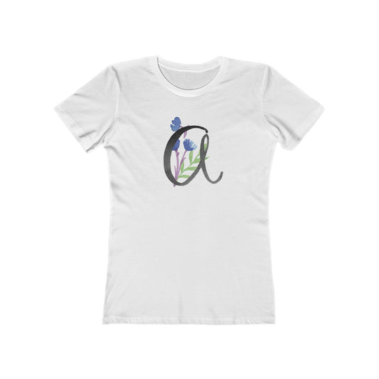 Clothing Stuff > Shirts & Tops > Women's Slim Fit Tee Watercolor Flower Letter A T-Shirt – Garden Nerd Tee for Plant Moms