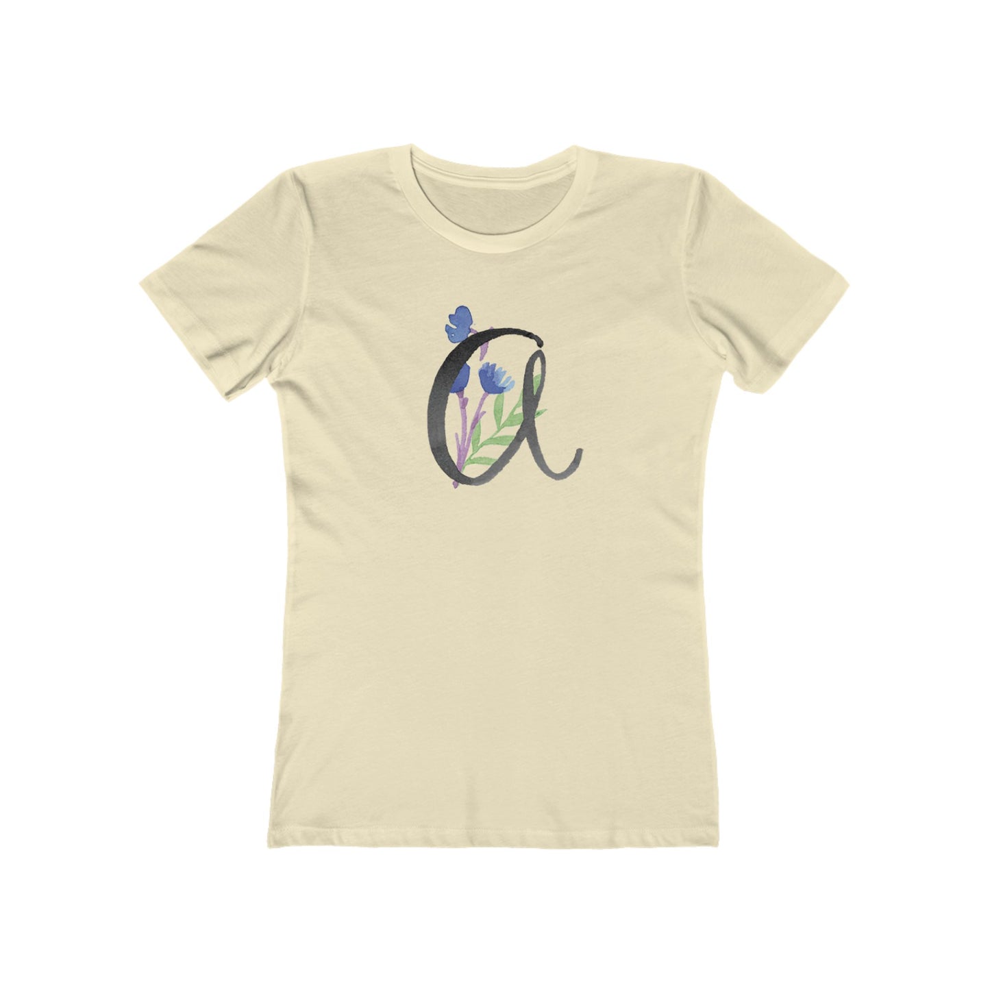 Clothing Stuff > Shirts & Tops > Women's Slim Fit Tee Watercolor Flower Letter A T-Shirt – Garden Nerd Tee for Plant Moms