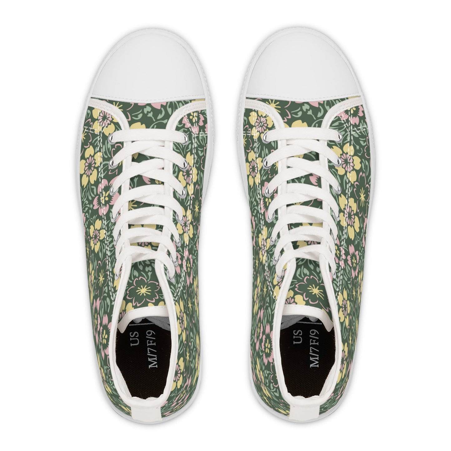Shoes Cute Retro Floral Women’s High-Top Sneakers | Happy Green Garden Fresh Shoes for Flower Lovers