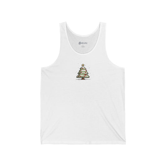 2XL-White Tank Top 8-Bit Xmas Tree Unisex Tank Top | Lightweight Jersey Tank | Graphic Shirts for Summer