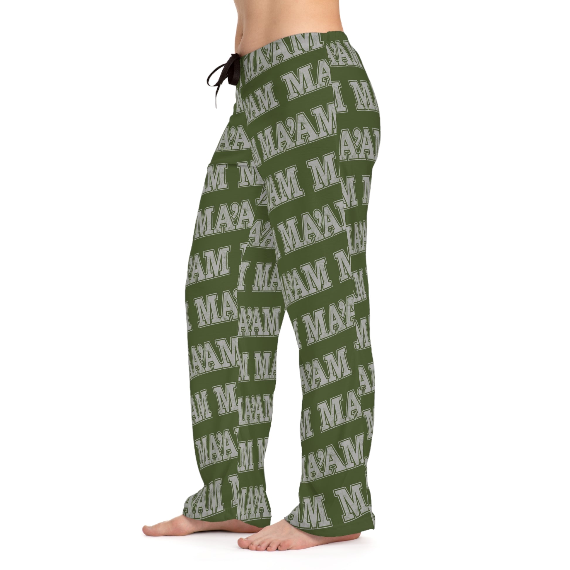 ma’am alpha female military nerd pajama bottoms – distressed military pattern – l