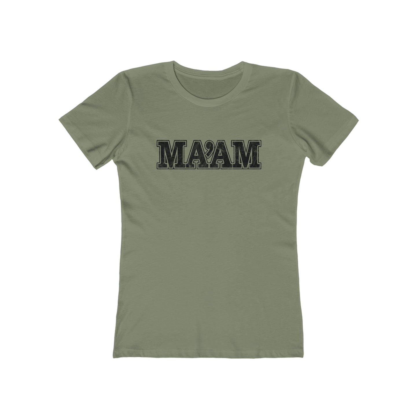 Ma'am Alpha Female Military Nerd T-Shirt – Distressed – Solid Light Olive