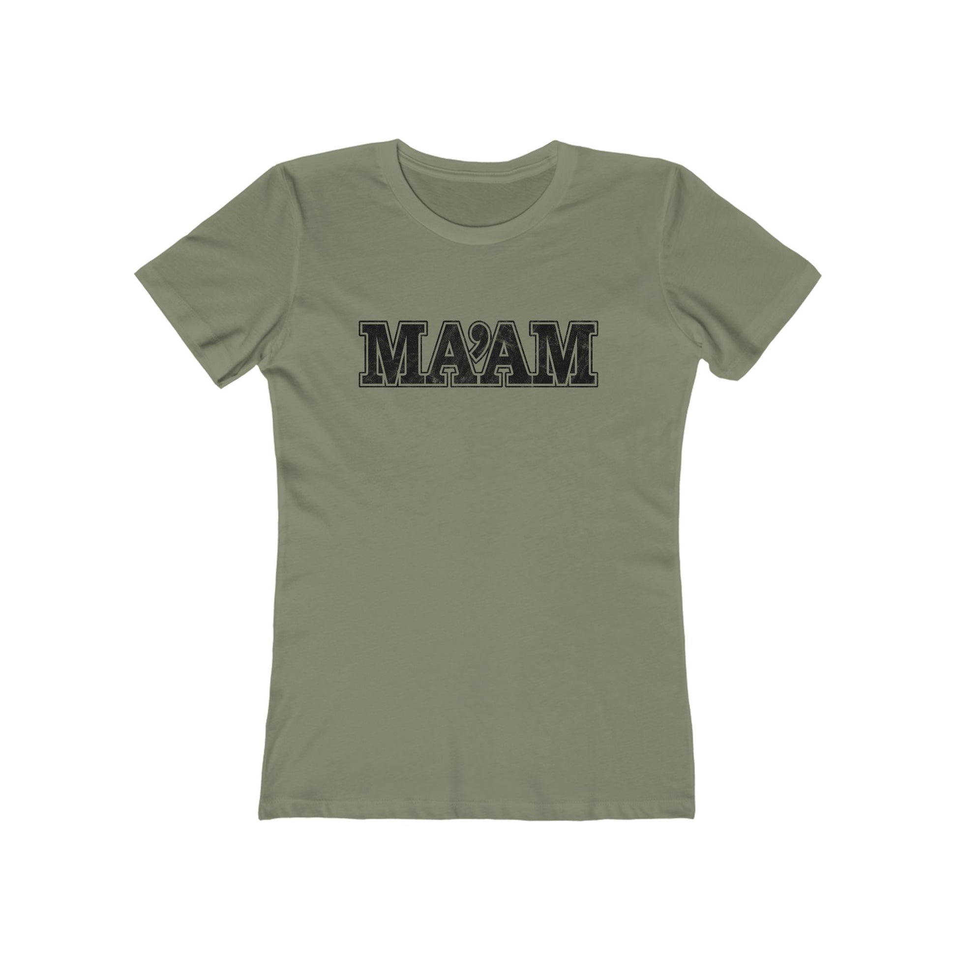 Ma'am Alpha Female Military Nerd T-Shirt – Distressed – Solid Light Olive