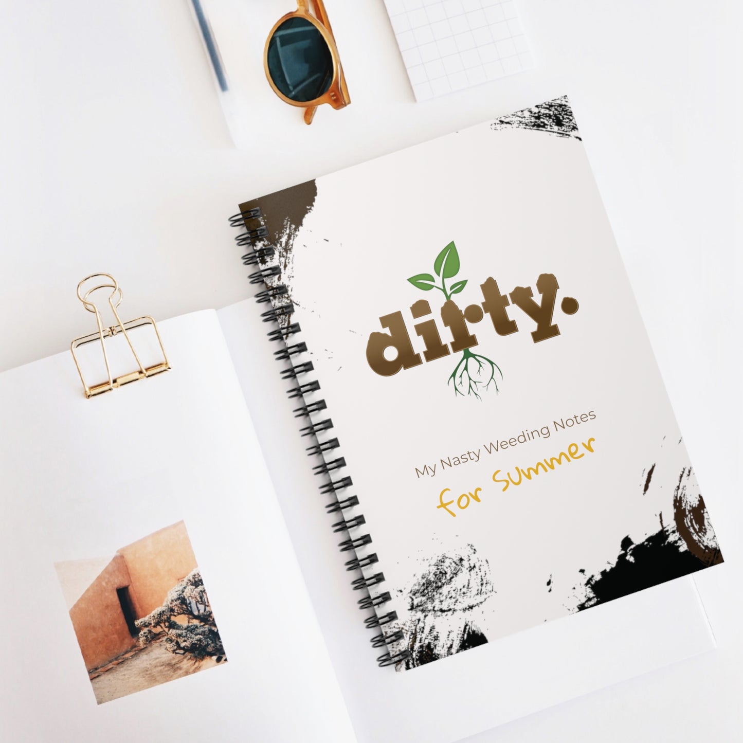 Dirty Gardening Ruled Line Spiral Notebook - Summer Planting — Graphic — Back