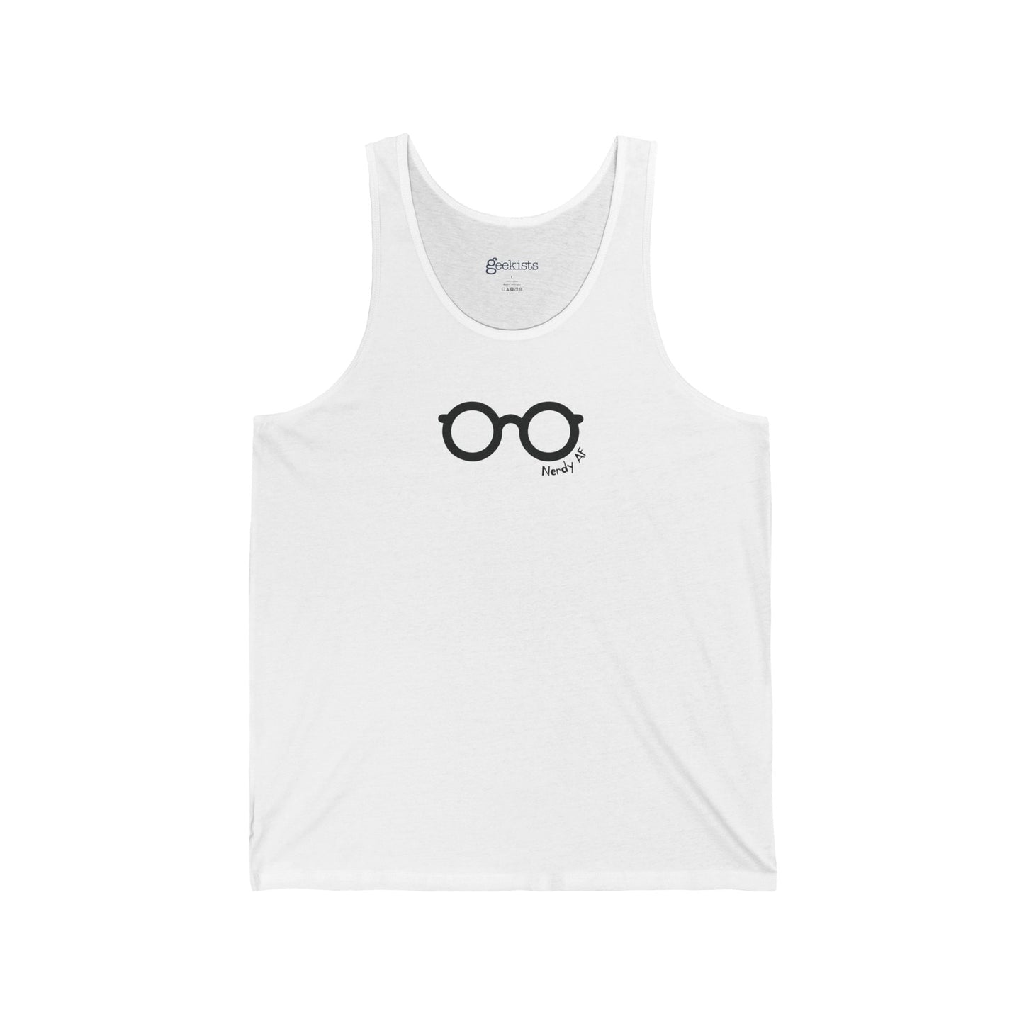 2XL-White Clothing Stuff > Shirts & Tops > Full Pattern Unisex Tank Top Nerdy AF Unisex Tank Top | Funny Graphic Summer Shirt for Geeks