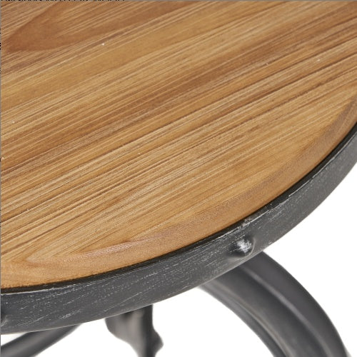 Rustic Apothecary Bar Stool with Back – Solid Wood & Iron