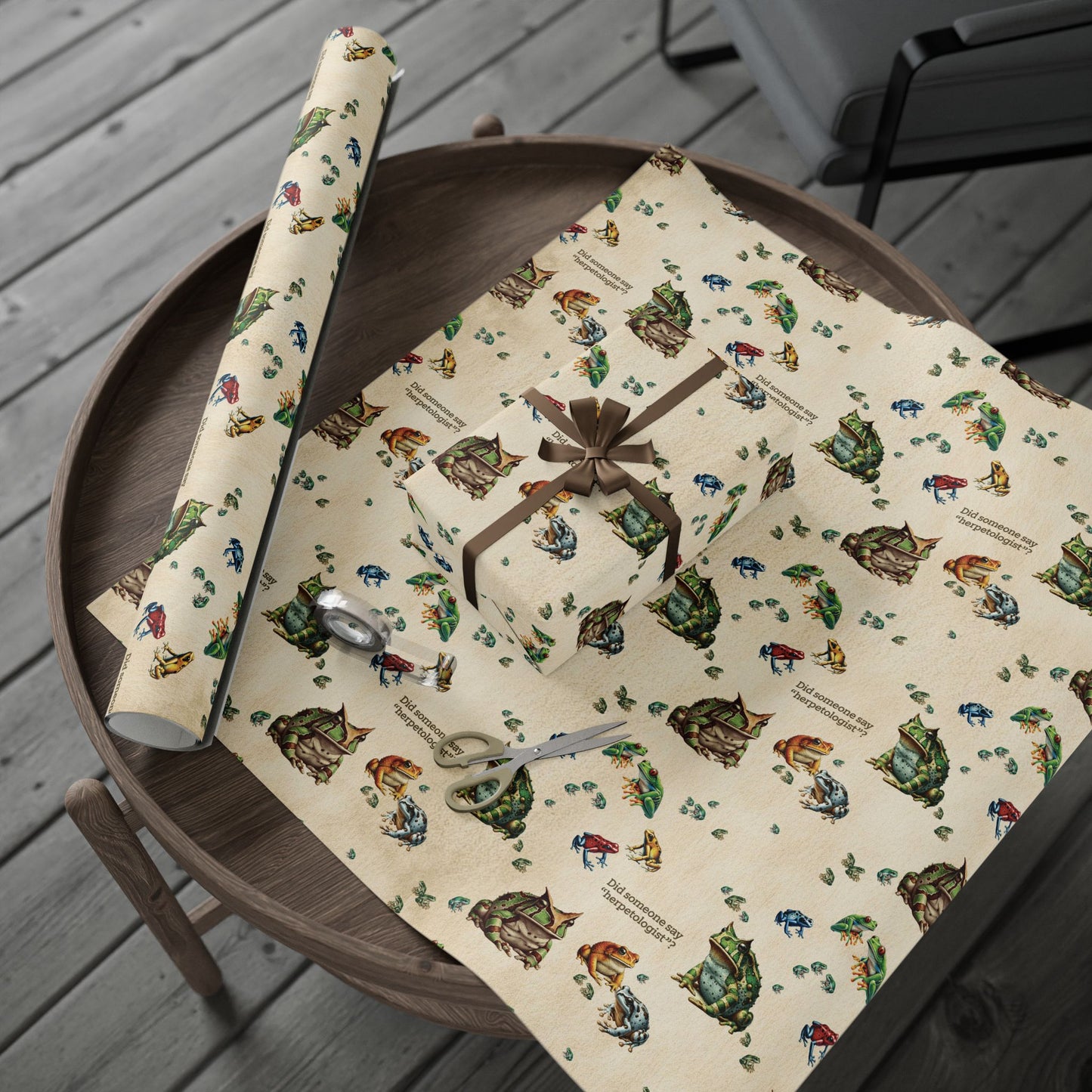 Frog Wrapping Paper | “Did Someone Say Herpetologist?” | Funny Gift Wrap for Science Nerds & Teachers
