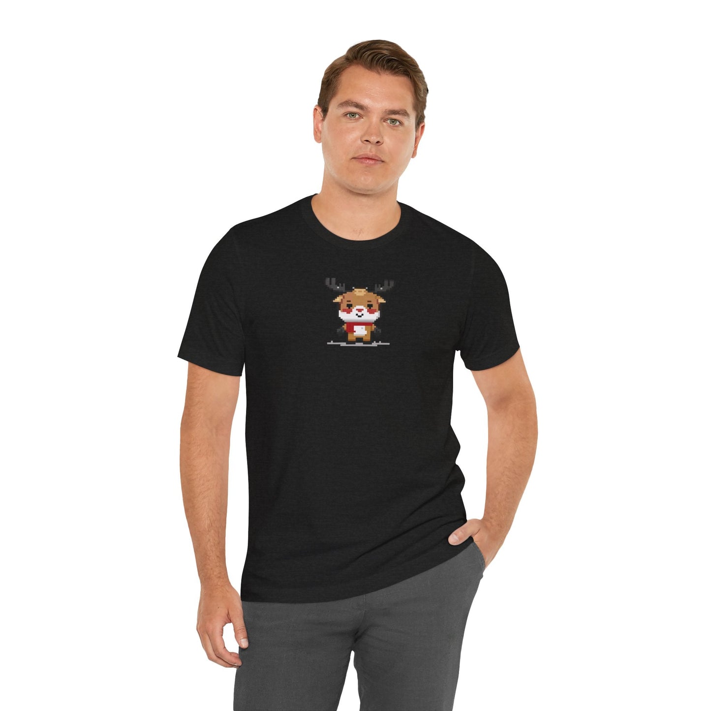 T-Shirt 8-bit Reindeer Unisex T-Shirt | Lightweight Jersey Tee | Graphic Shirts for All Seasons