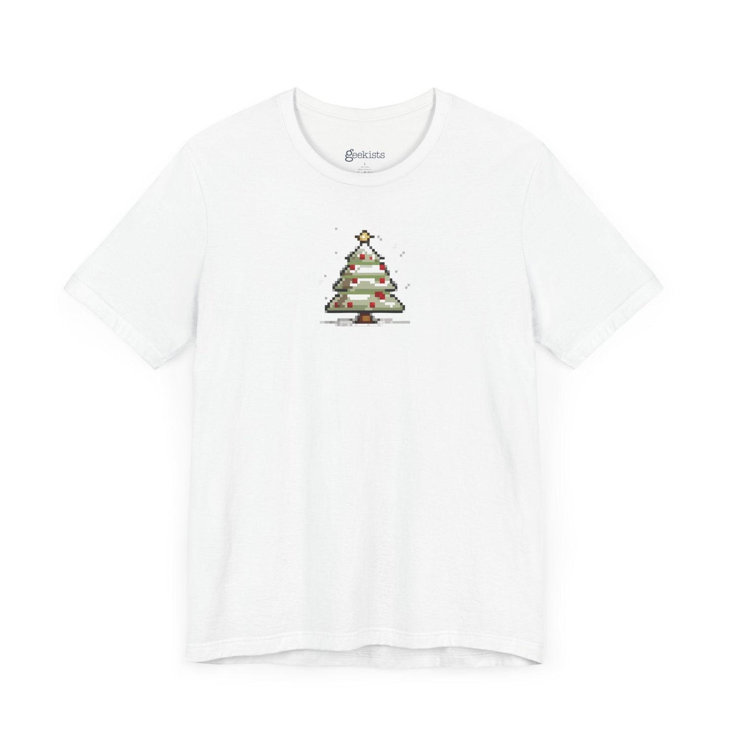 White-5XL T-Shirt 8-bit Xmas Tree Unisex T-Shirt | Lightweight Jersey Tee | Graphic Shirts for All Seasons
