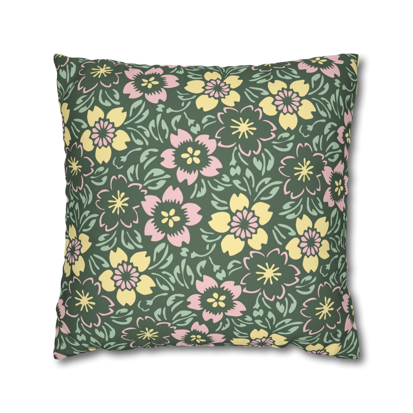 20-20 Home Stuff > Home Decor > Faux Suede Throw Pillow Case Soft Floral Pillow Cover | Light Pink & Green Accent for Cozy Home Gift or Mother’s Day Decor
