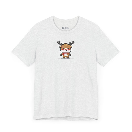 Ash-4XL T-Shirt 8-bit Reindeer Unisex T-Shirt | Lightweight Jersey Tee | Graphic Shirts for All Seasons