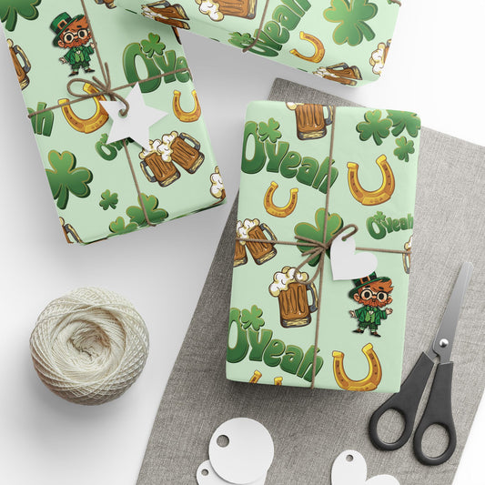Funny Leprechaun Wrapping Paper - “Find the Nerdy One” Puzzle Gift Wrap