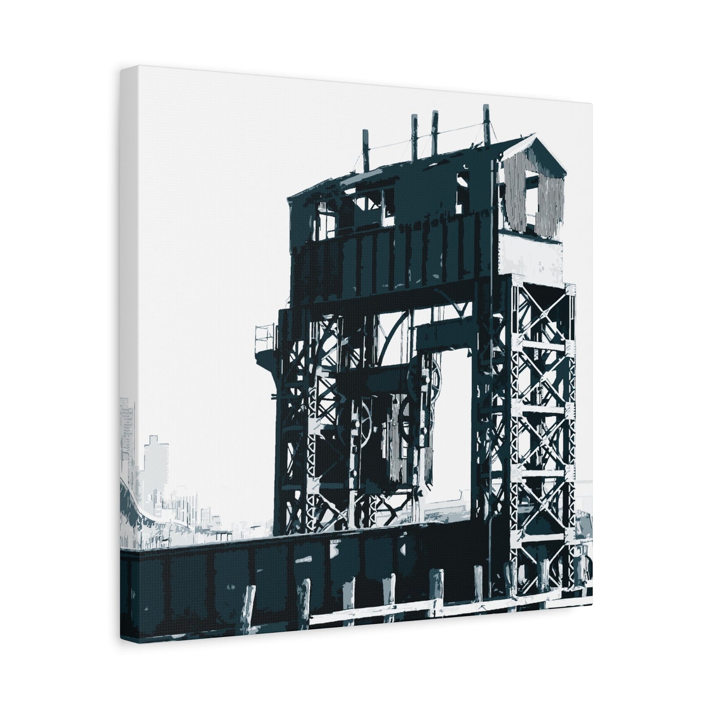UWS Urban Decay Square Stretched Canvas Print — Hudson River NYC Graphic — Detail