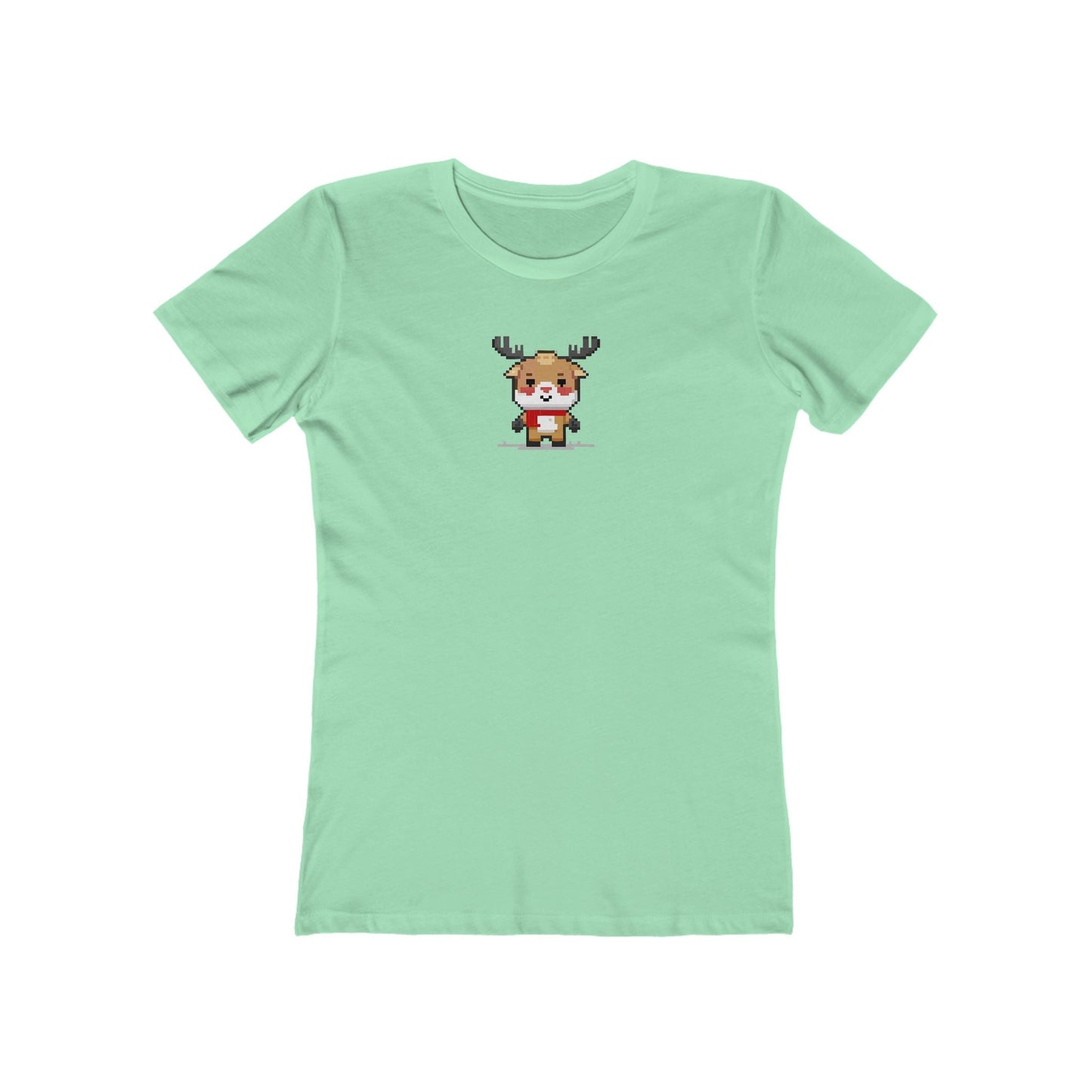 Solid-Mint-3XL T-Shirt 8-Bit Reindeer Women's T-Shirt | Slim Fit Shirt | Graphic Tee for Feminine Ladies