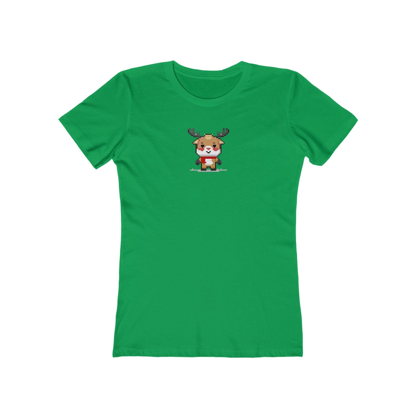 Solid-Kelly-Green-3XL T-Shirt 8-Bit Reindeer Women's T-Shirt | Slim Fit Shirt | Graphic Tee for Feminine Ladies