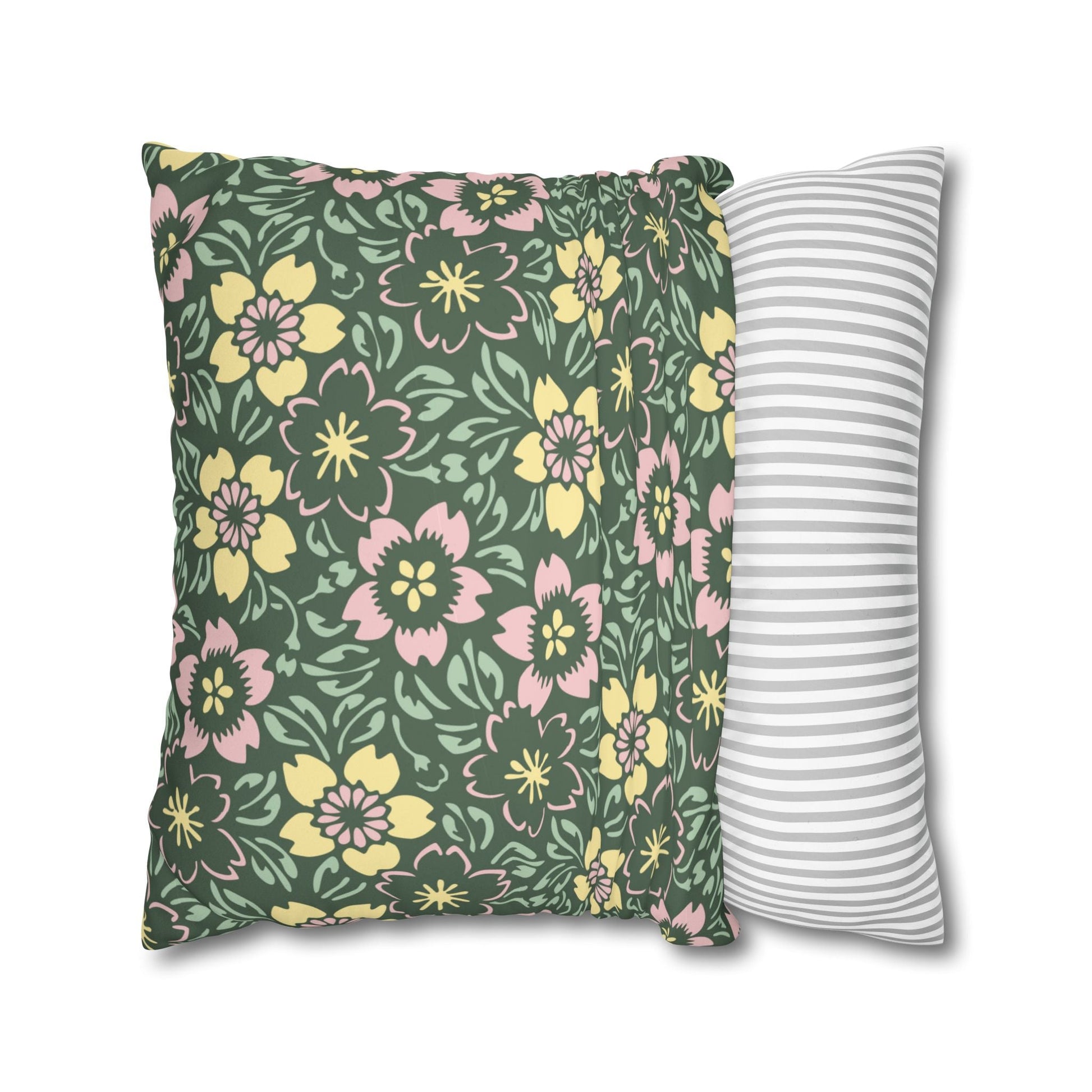 Home Stuff > Home Decor > Faux Suede Throw Pillow Case Soft Floral Pillow Cover | Light Pink & Green Accent for Cozy Home Gift or Mother’s Day Decor