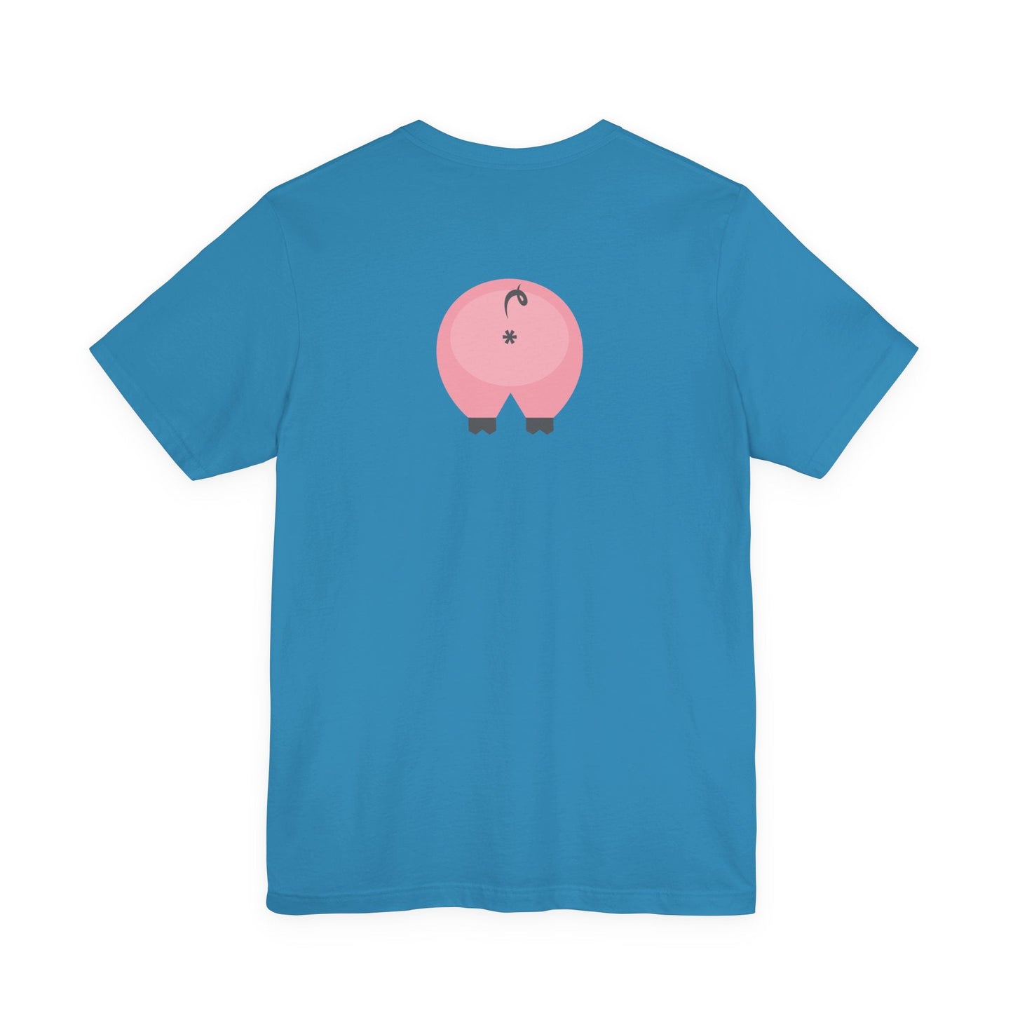 Aqua / 4XL T-Shirt Pink 'Oink' Jersey Double-Sided Tee - Dirty Pigs, Bubble Butt Graphic, Ethical Soft Cotton, Unisex S-3XL