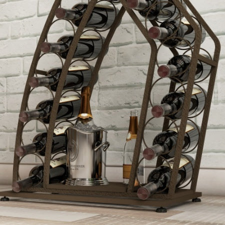 French Waiter Wine Rack | Freestanding Metal Wine Server with Glass & Bottle Storage