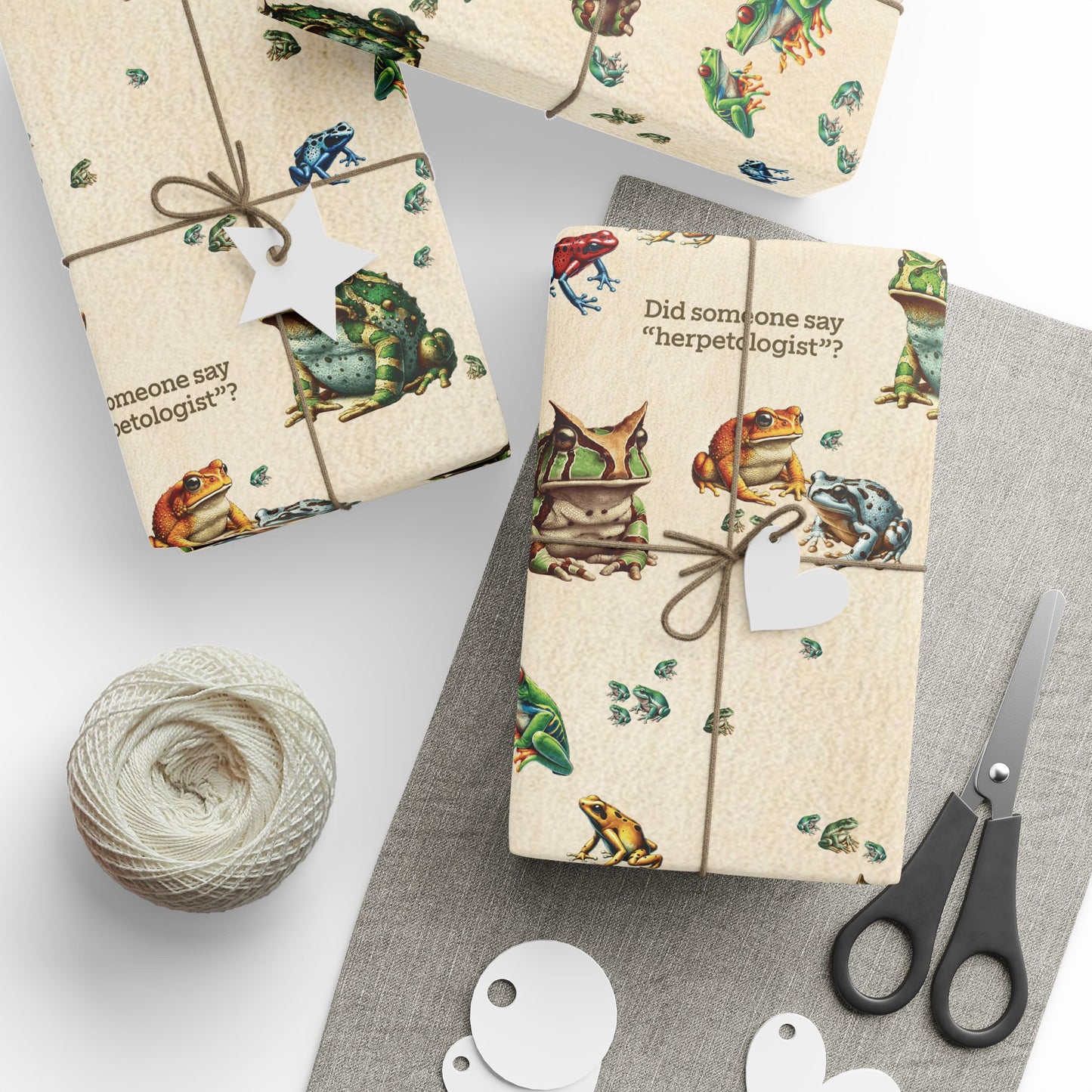 Frog Wrapping Paper | “Did Someone Say Herpetologist?” | Funny Gift Wrap for Science Nerds & Teachers