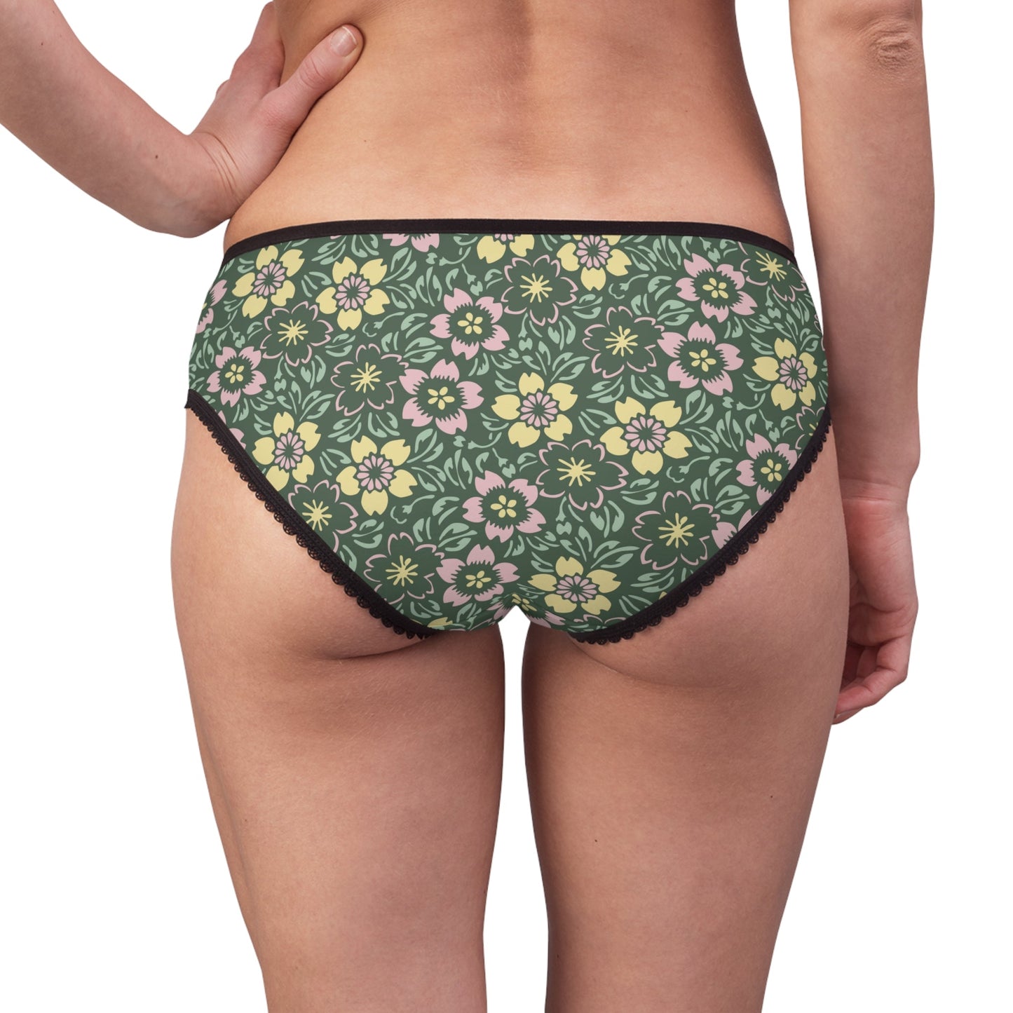 2XL-Black-stitching Sleepwear, Swimwear, & Underwear Cute Retro Floral Women’s Underwear | Happy Green Pattern + Garden Fresh Style