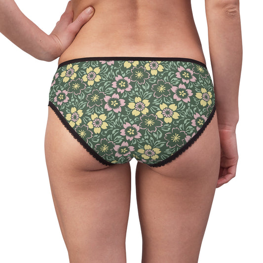 2XL-Black-stitching Sleepwear, Swimwear, & Underwear Cute Retro Floral Women’s Underwear | Happy Green Pattern + Garden Fresh Style