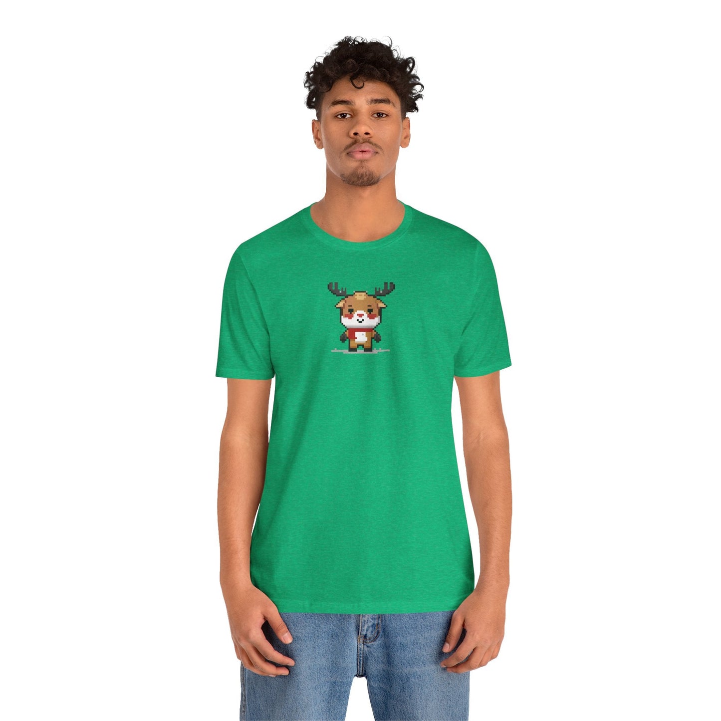T-Shirt 8-bit Reindeer Unisex T-Shirt | Lightweight Jersey Tee | Graphic Shirts for All Seasons