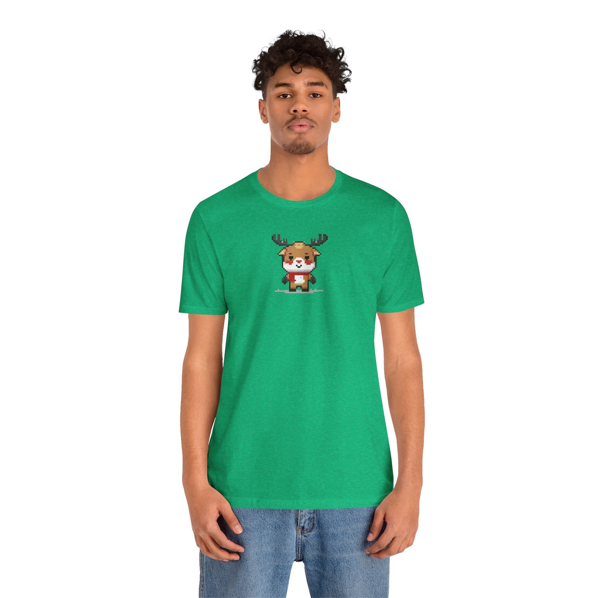 T-Shirt 8-bit Reindeer Unisex T-Shirt | Lightweight Jersey Tee | Graphic Shirts for All Seasons