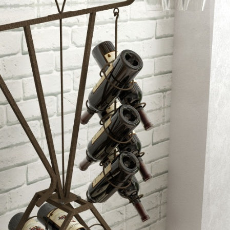 French Waiter Wine Rack | Freestanding Metal Wine Server with Glass & Bottle Storage