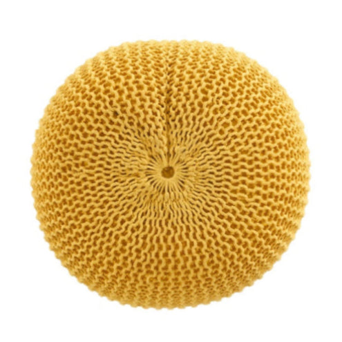 Happy-Yellow Home Decor Sunny Yellow Kids Seat – Chunky Knit Cotton Seat for Games & Small Spaces