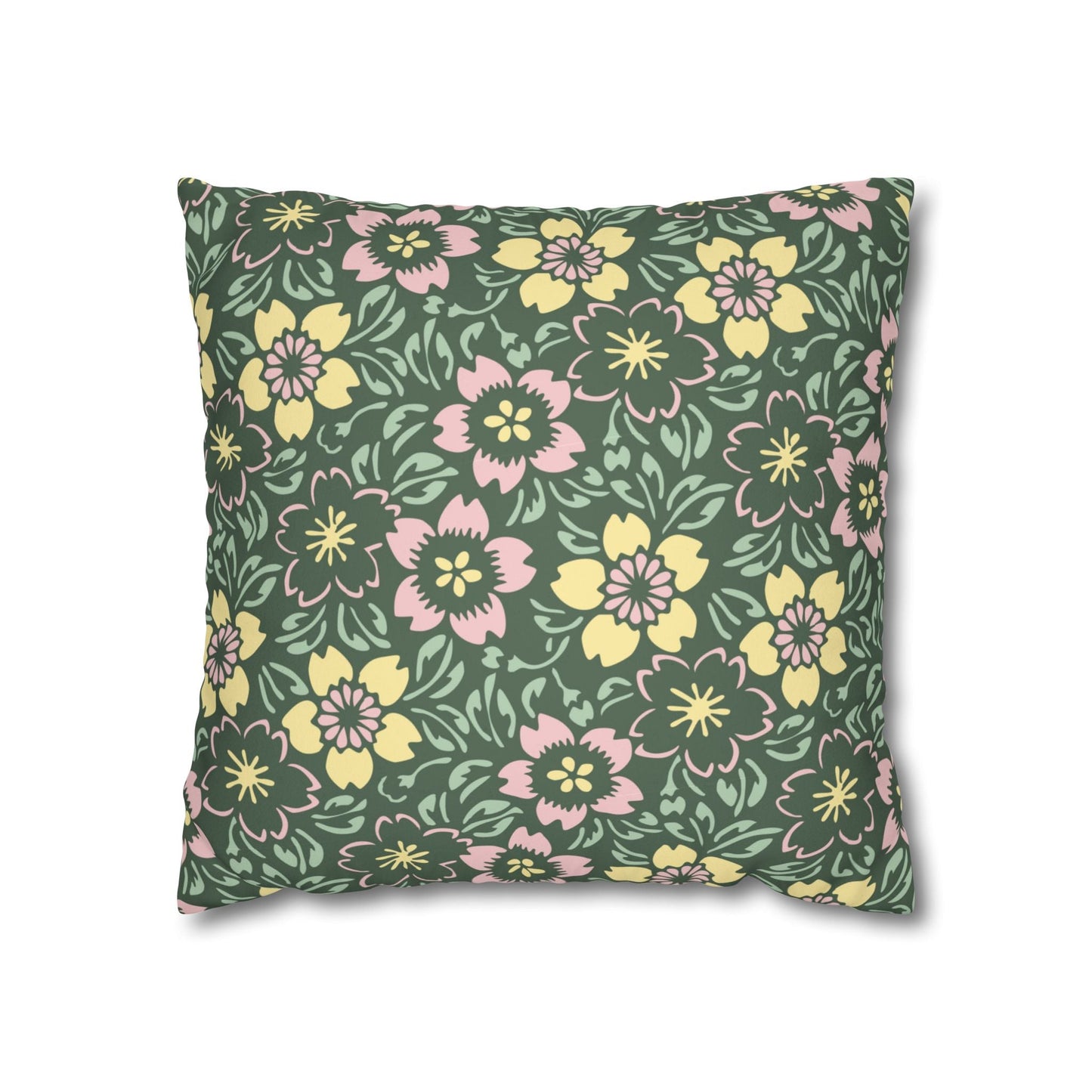 16-16 Home Stuff > Home Decor > Faux Suede Throw Pillow Case Soft Floral Pillow Cover | Light Pink & Green Accent for Cozy Home Gift or Mother’s Day Decor