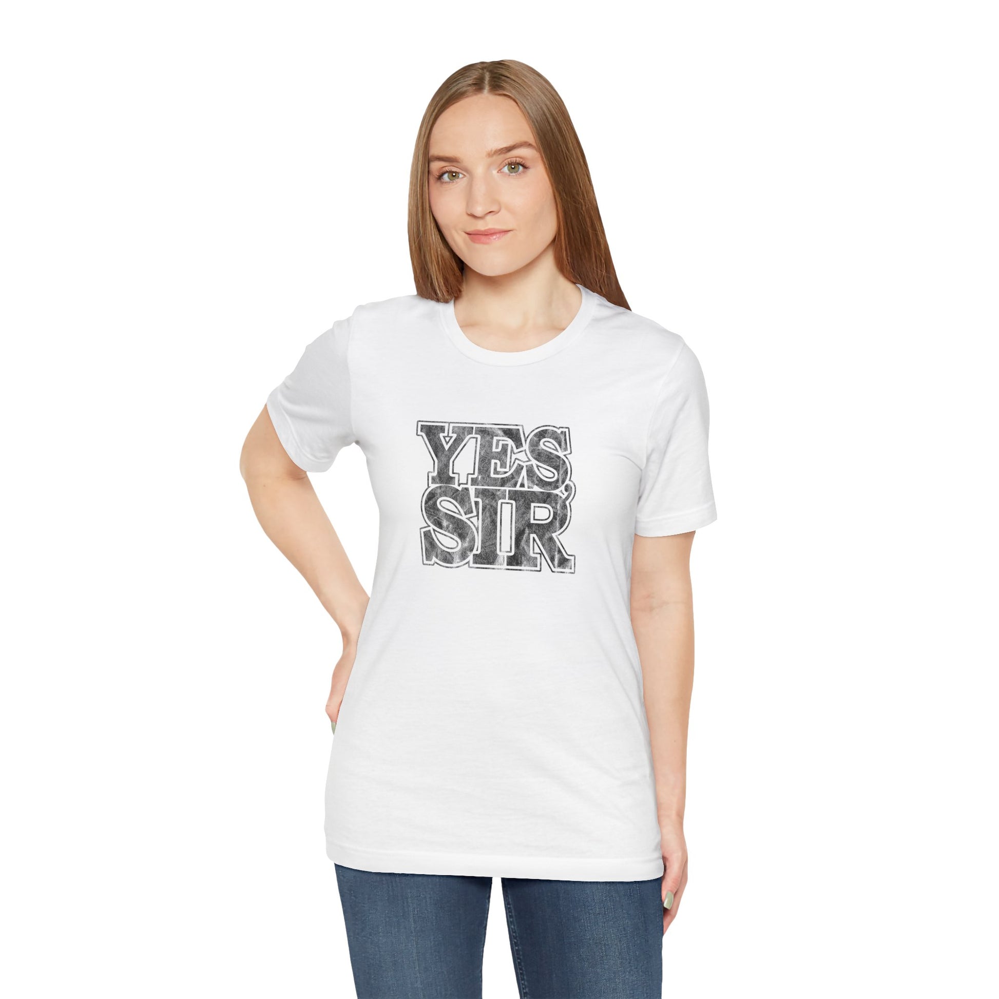 Yes Sir Military Nerd T-Shirt with Distressed Design - Heather Red