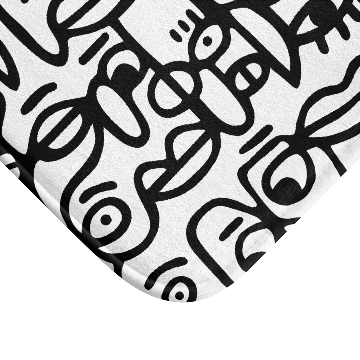 Peopling Memory Foam Bath Mat — Abstract Faces Pattern, Cushioned Comfort, Non-Slip Backing