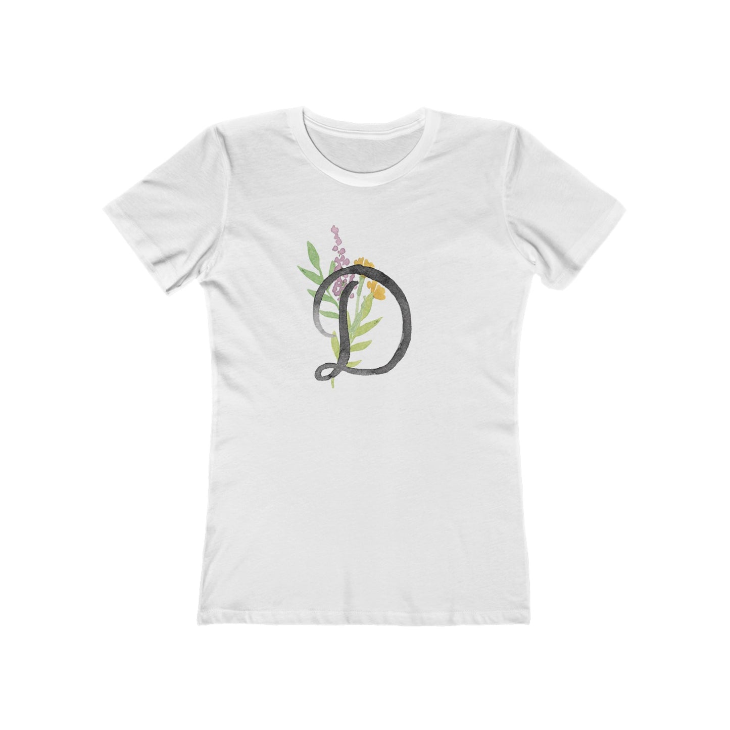 Clothing Stuff > Shirts & Tops > Women's Slim Fit Tee Watercolor Flower Letter D T-Shirt – Garden Nerd Tee for Plant Moms