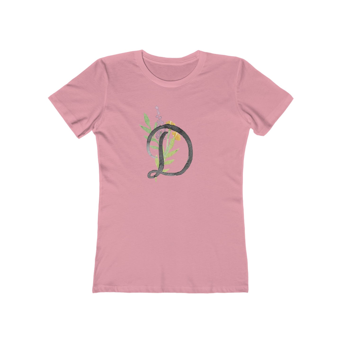 Clothing Stuff > Shirts & Tops > Women's Slim Fit Tee Watercolor Flower Letter D T-Shirt – Garden Nerd Tee for Plant Moms