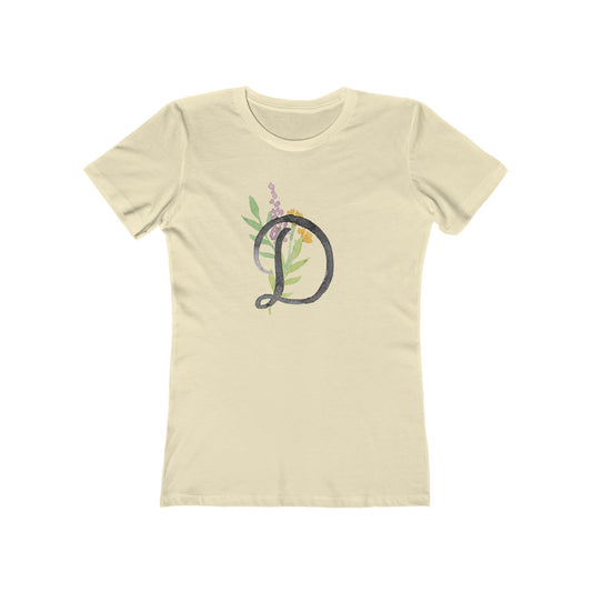Clothing Stuff > Shirts & Tops > Women's Slim Fit Tee Watercolor Flower Letter D T-Shirt – Garden Nerd Tee for Plant Moms