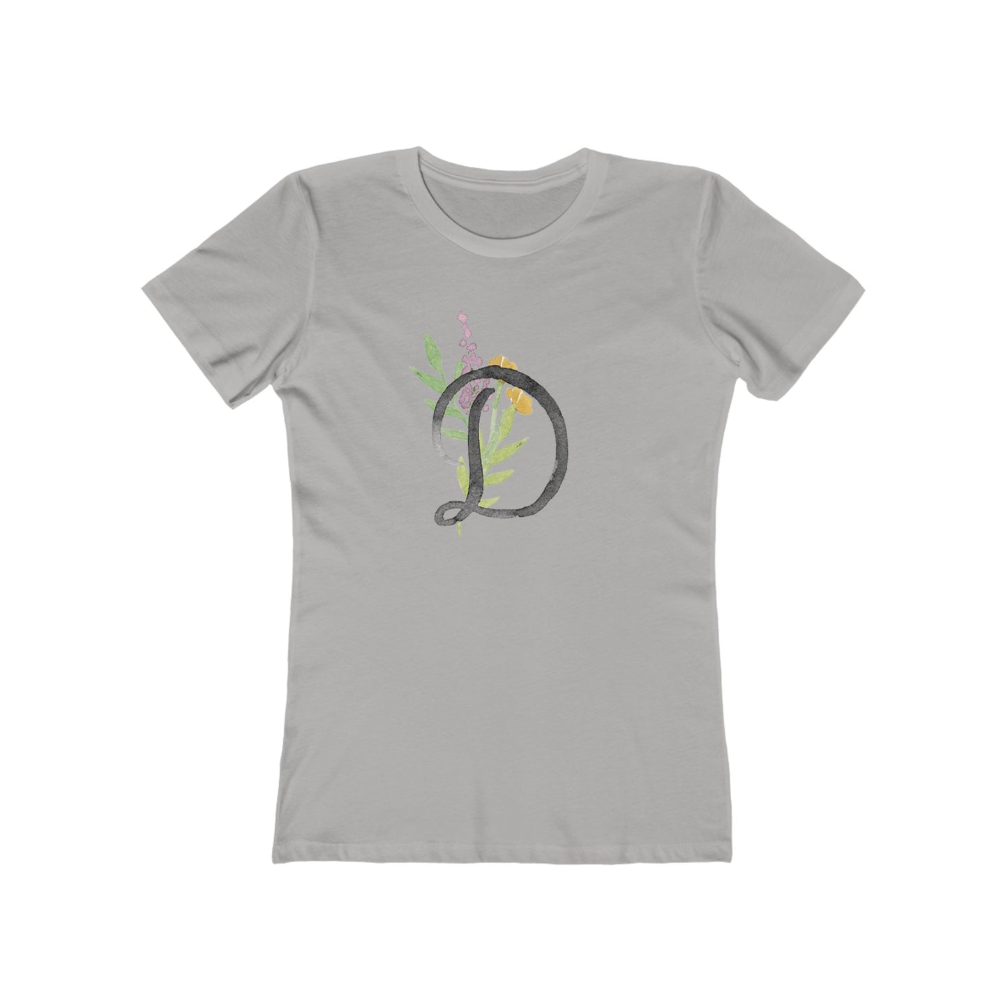 Clothing Stuff > Shirts & Tops > Women's Slim Fit Tee Watercolor Flower Letter D T-Shirt – Garden Nerd Tee for Plant Moms