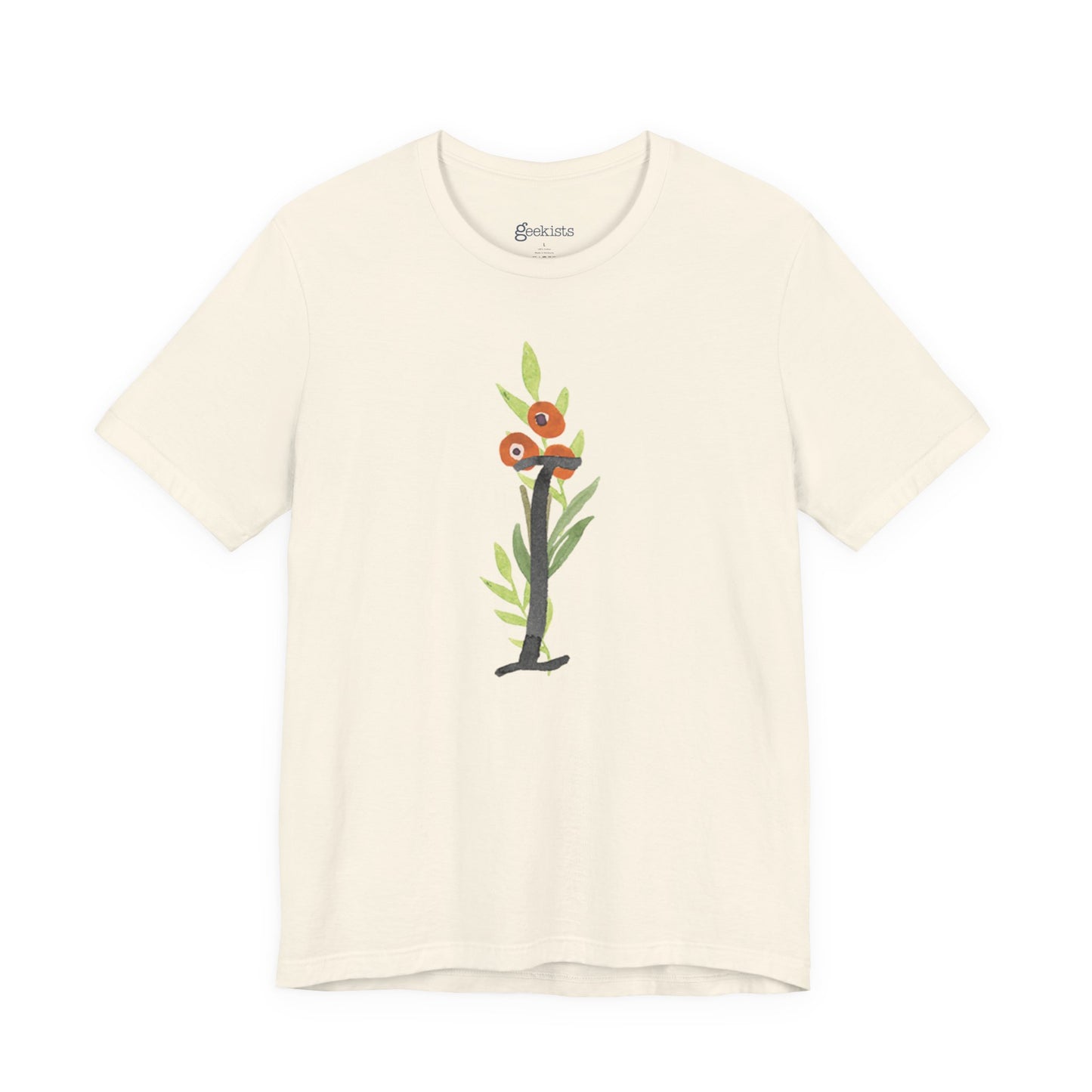 Clothing Stuff > Shirts & Tops > Unisex Jersey Tee Watercolor Flower Letter I T-Shirt – Garden Nerd Tee for Plant Moms