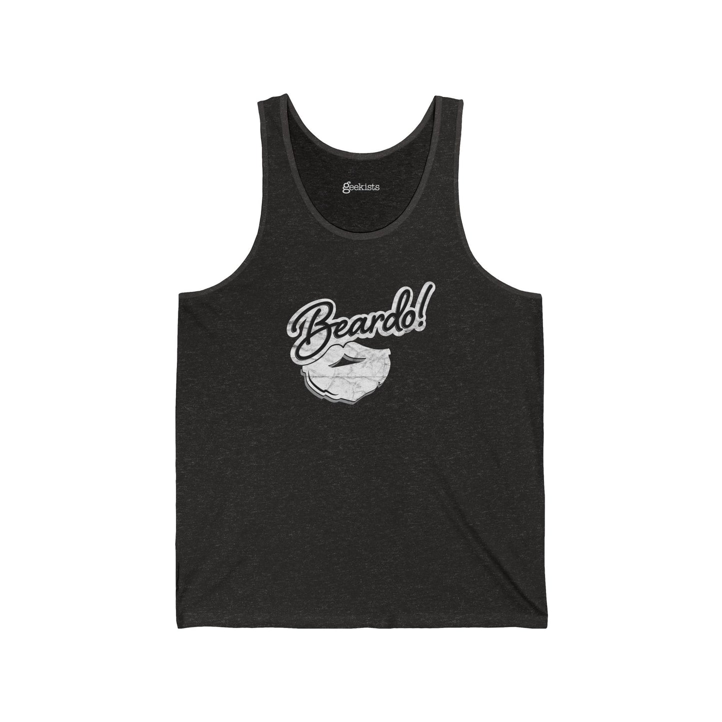 2XL-Charcoal-Black-TriBlend Tank Top Punny Beardo Unisex Tank Top | Distressed Retro Tank | Graphic Shirts for Bearded Nerds