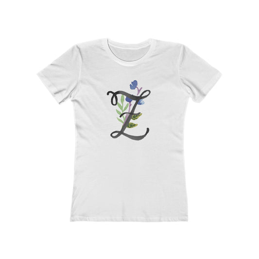 Clothing Stuff > Shirts & Tops > Women's Slim Fit Tee Watercolor Flower Letter Z T-Shirt – Garden Nerd Tee for Plant Moms