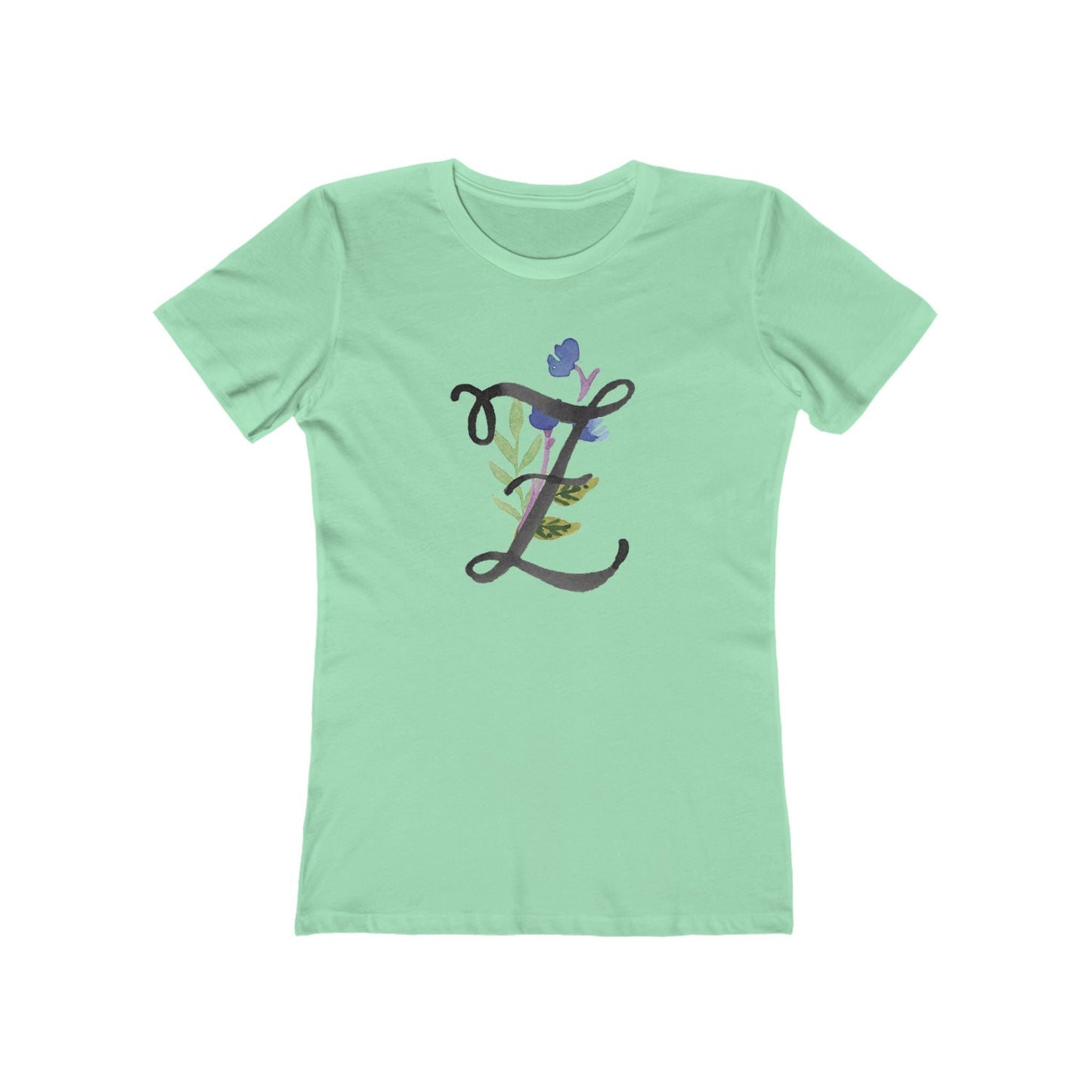 Clothing Stuff > Shirts & Tops > Women's Slim Fit Tee Watercolor Flower Letter Z T-Shirt – Garden Nerd Tee for Plant Moms