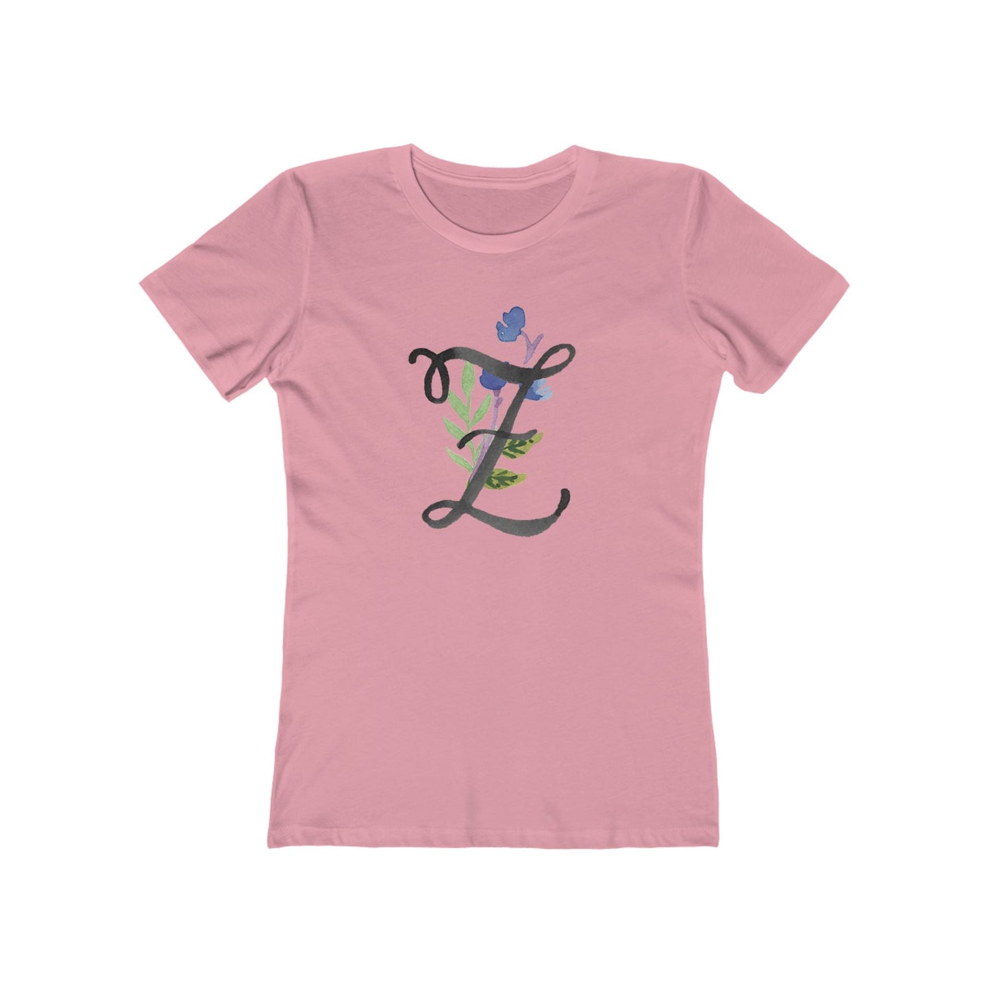 Clothing Stuff > Shirts & Tops > Women's Slim Fit Tee Watercolor Flower Letter Z T-Shirt – Garden Nerd Tee for Plant Moms